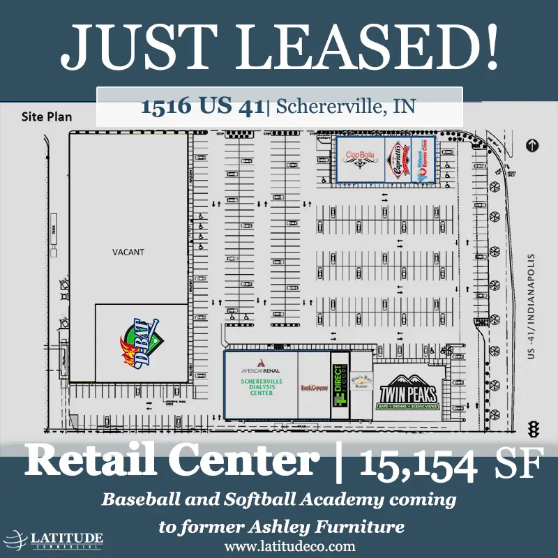 Landlord and tenant representation - D-BAT leases retail space in Schererville, IN for baseball academy.